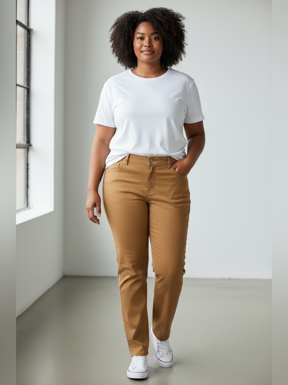 High-Rise Straight Women’s Jeans - Camel